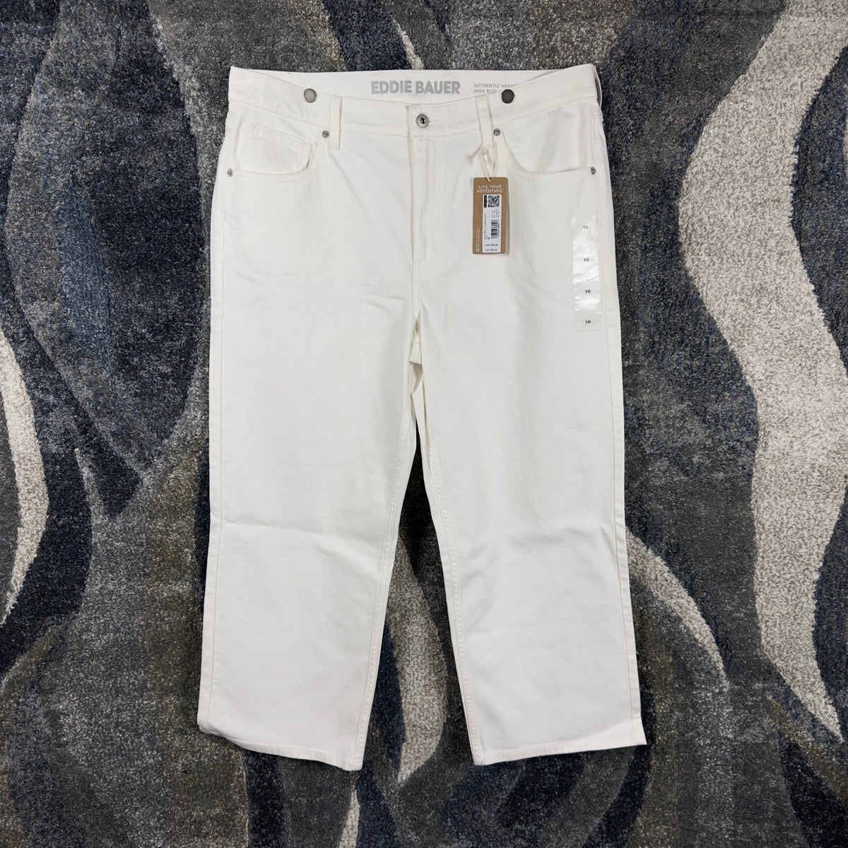 NEW Eddie Bauer Voyager Straight Jeans Womens 18 White Denim