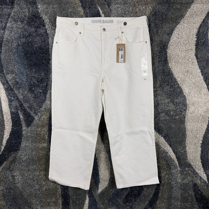 NEW Eddie Bauer Voyager Straight Jeans Womens 18 White Denim