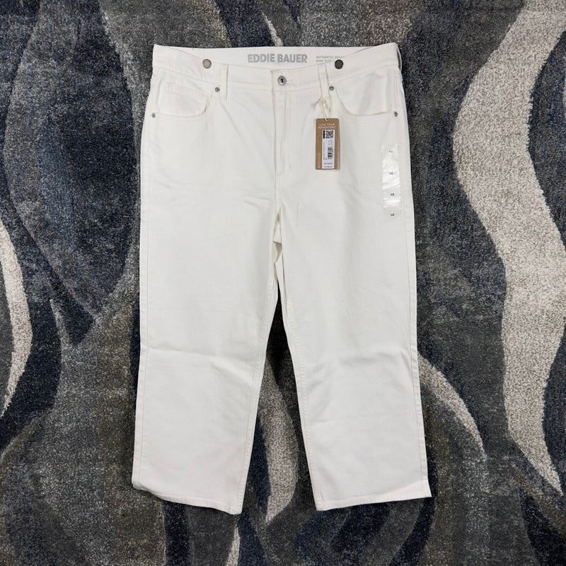 NEW Eddie Bauer Voyager Straight Jeans Womens 18 White Denim