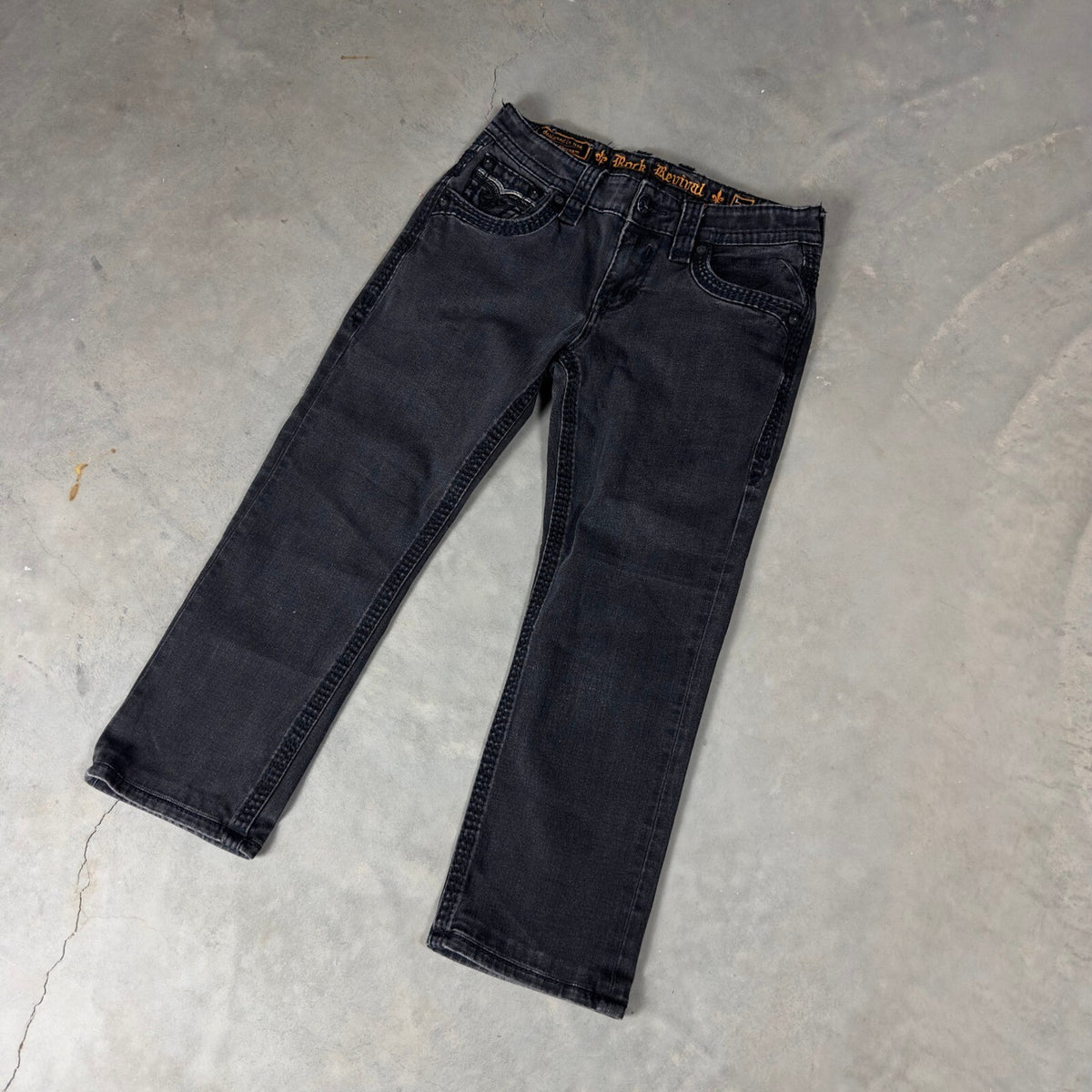 Vintage Rock Revival Ismael Straight Jeans Men 32x26 Black