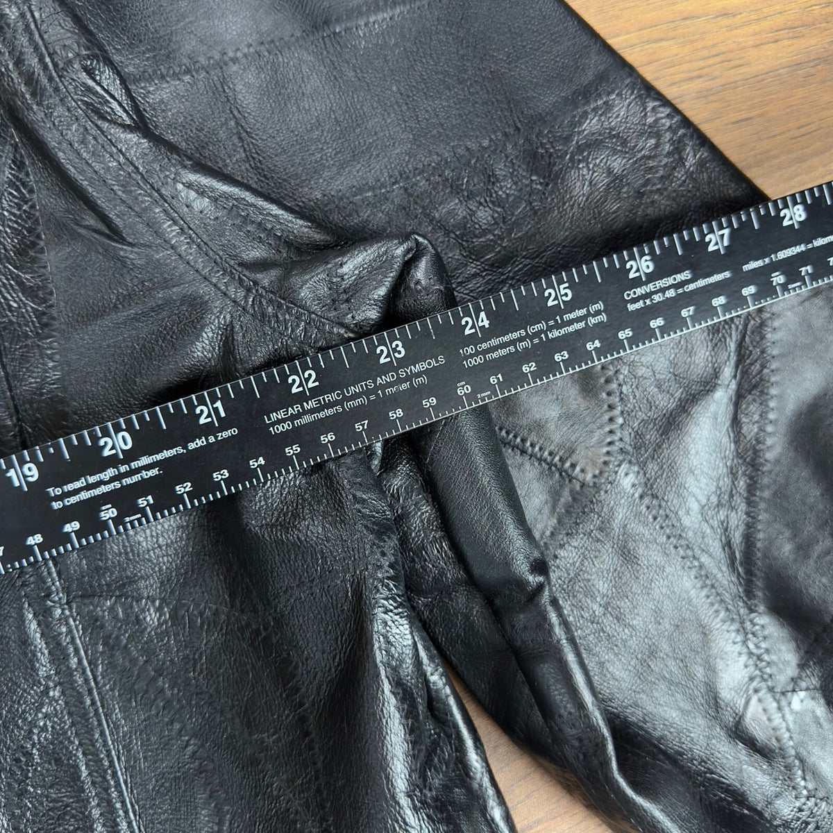 Cellini Leather Collection Mens XXL Black Patchwork Crazy Stitch Trucker Jacket