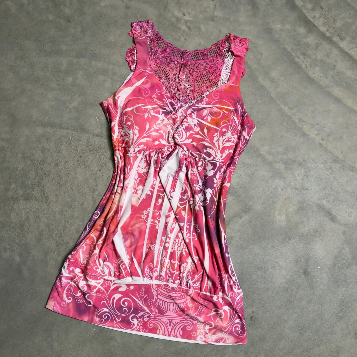 Vintage YoYo S Lace Back Tank Top Womens Small Pink Y2K