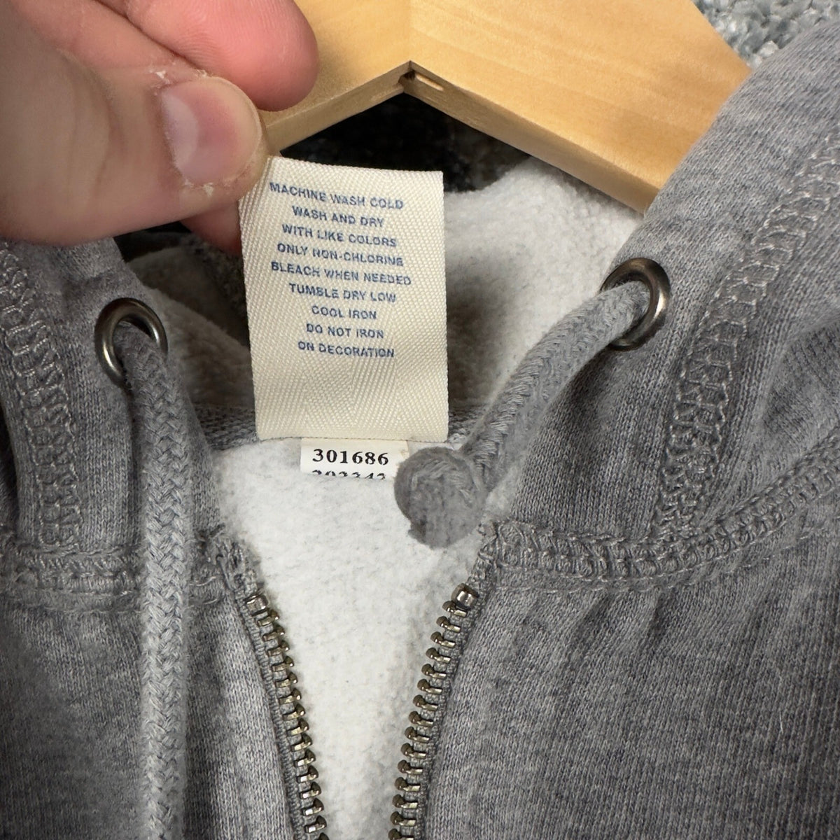 Vintage Y2K Old Navy Zip Up Hoodie L Heather Gray Felt Logo
