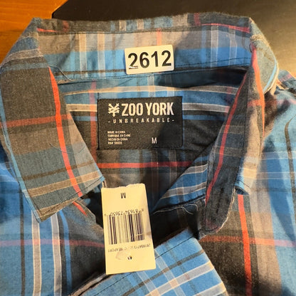 NWT Zoo York Plaid Flannel Button Down Shirt Mens M Blue Y2K