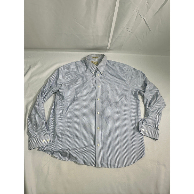 Eddie Bauer Men's Large Blue White Stripe Button Down Shirt