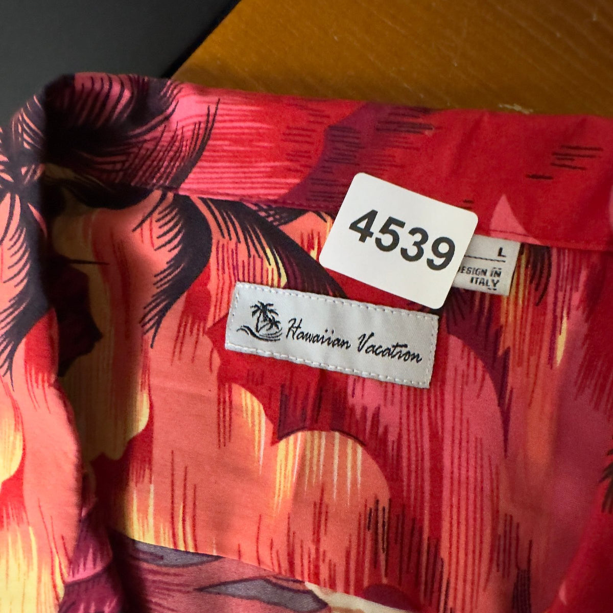 Hawaiian Vacation Sunset Print Shirt Mens L Red Tropical