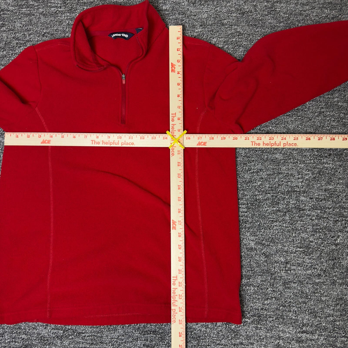 Lands' End Fleece Quarter Zip Womens M Red
