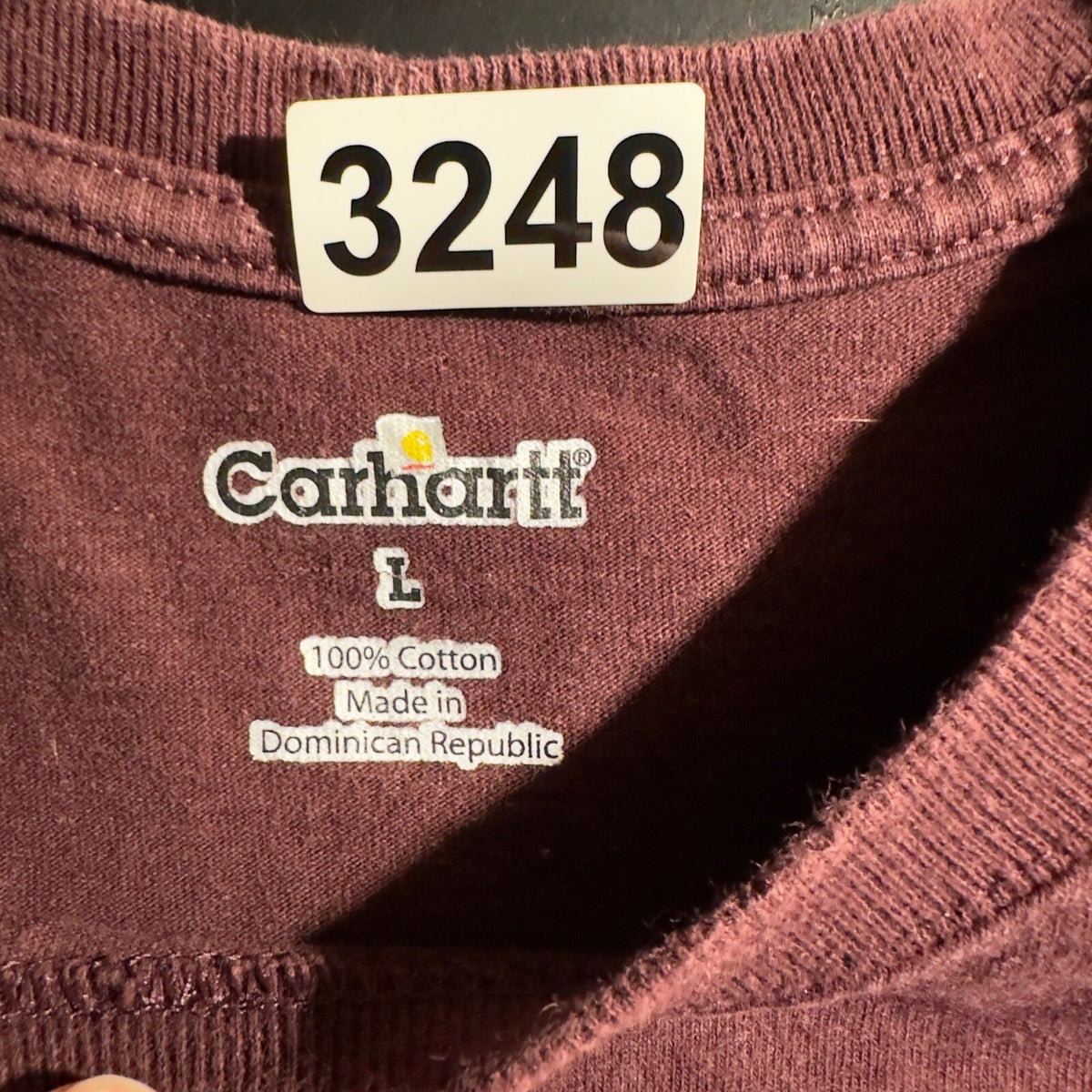 Carhartt Pocket T-Shirt Mens L Burgundy Workwear Tee