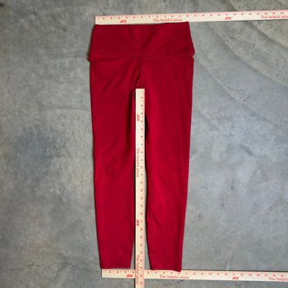 Fabletics High Waist Leggings Womens Red Athletic Pockets