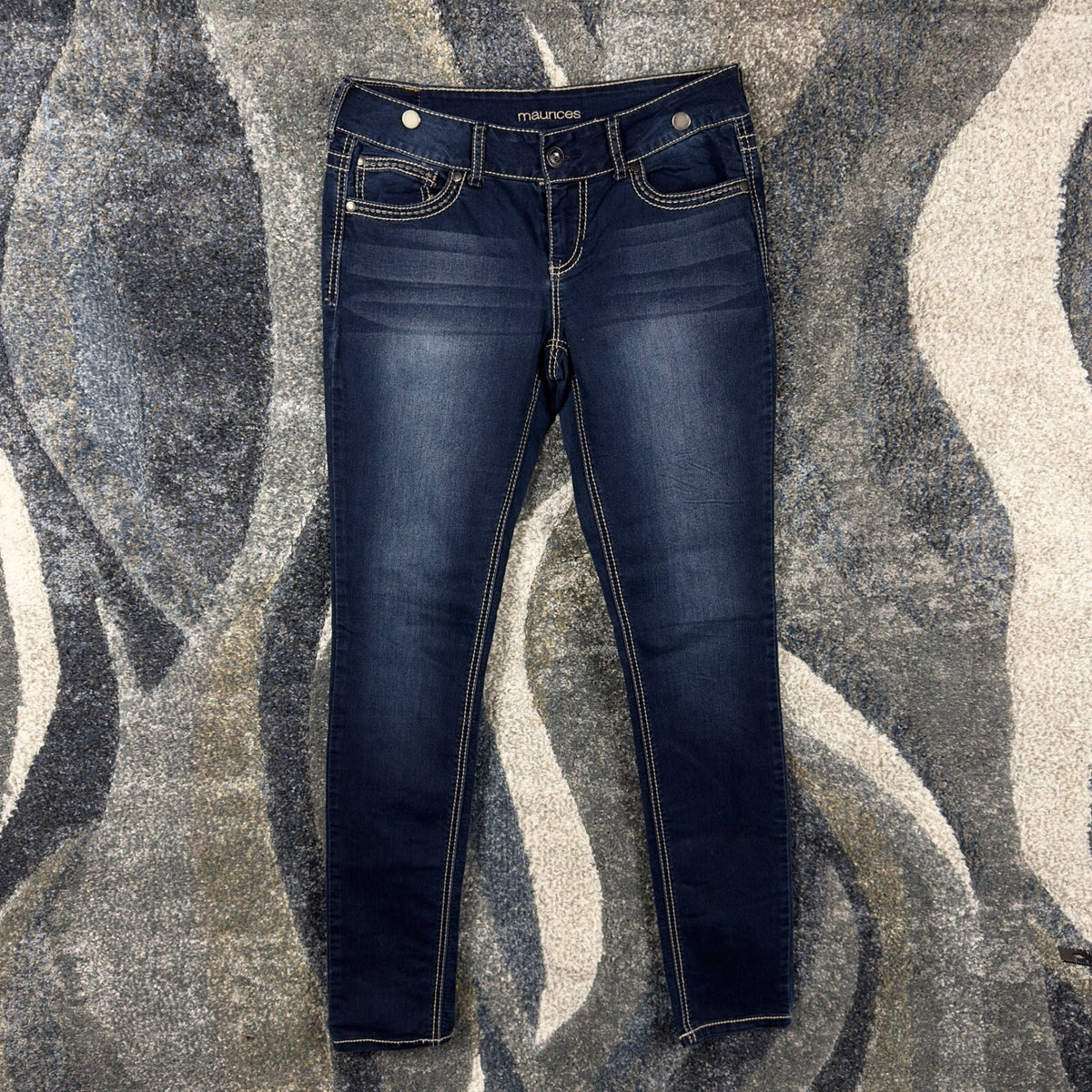 Y2K Maurices Skinny Jeans Womens 31x29 Dark Wash Embroidered