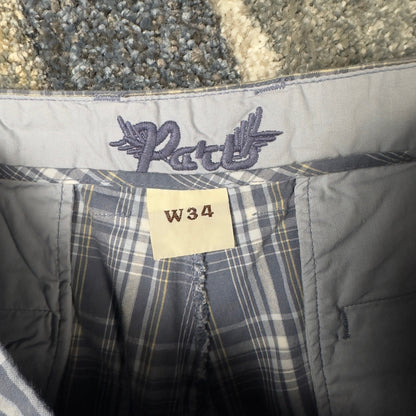 Rock & Republic Plaid Shorts Mens 34 Blue Grey Baggy Preppy