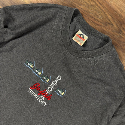 Dakota Territory Go Fish Fishing T-Shirt Mens 2XL Charcoal