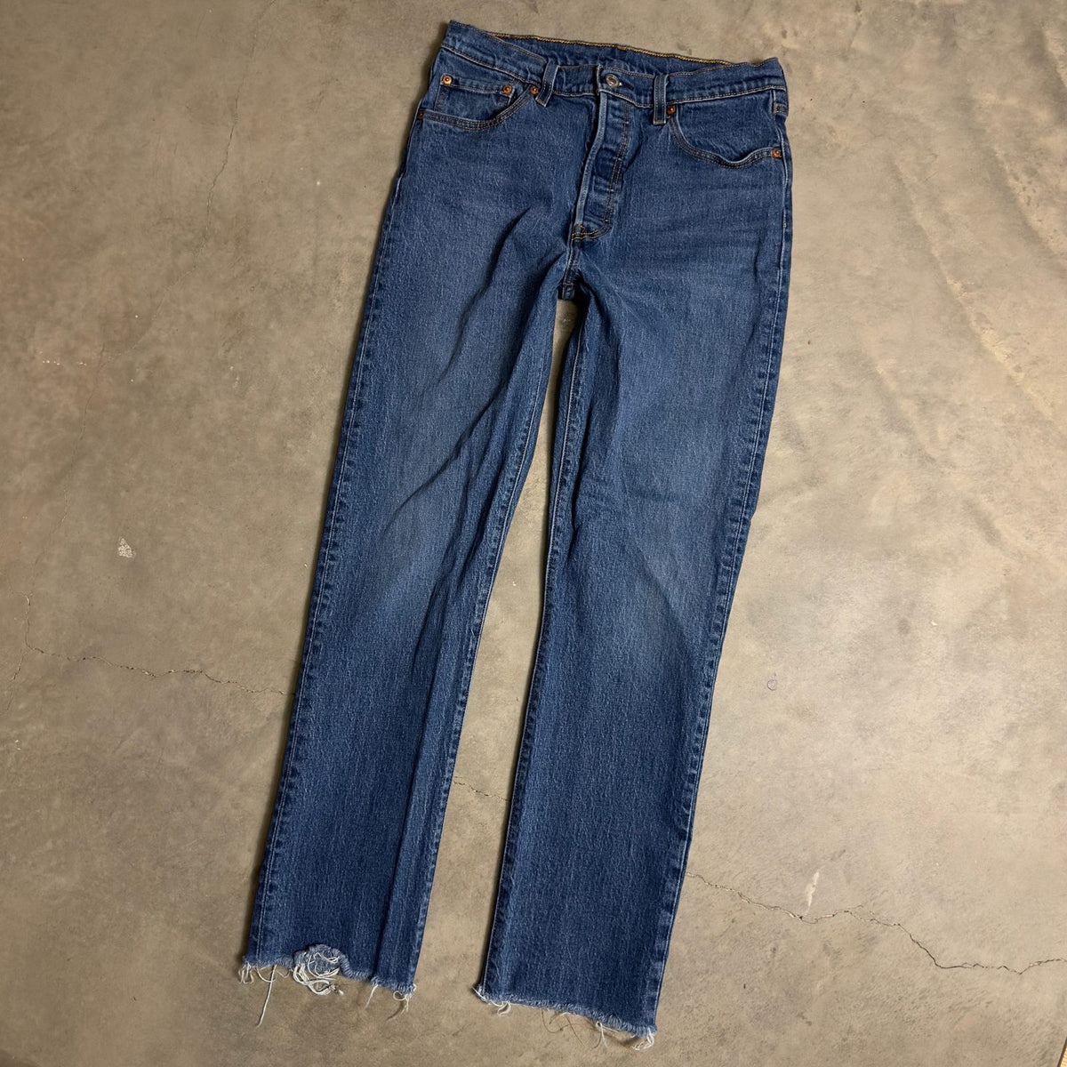 Levi's Premium Cropped Jeans Womens 29x22 Blue Raw Hem