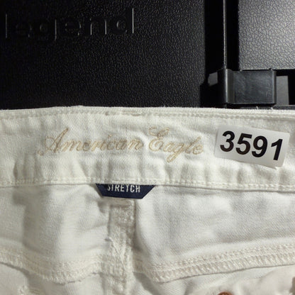 Vintage Y2K American Eagle Denim Shorts Women 4 White Frayed