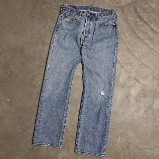 Levi's 501 Original Fit Jeans Mens 32x30 Light Blue Baggy Streetwear Denim