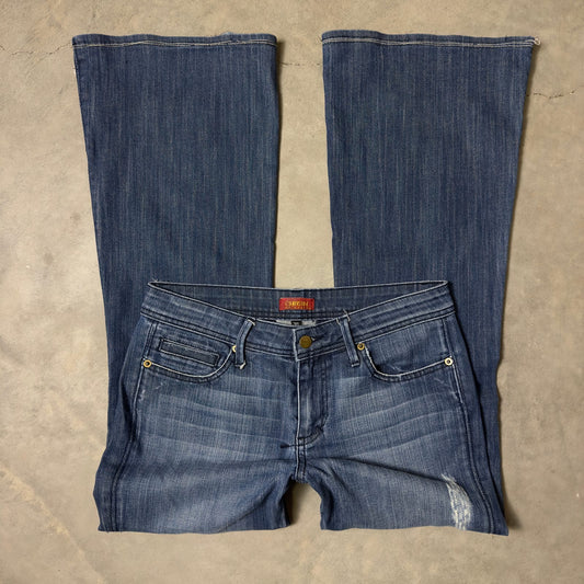 Christin Michaels Flare Jeans Womens Size 30 Dark Wash Boho