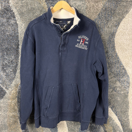Y2K Tommy Hilfiger Athletics Sweatshirt Mens XL Navy Rugby