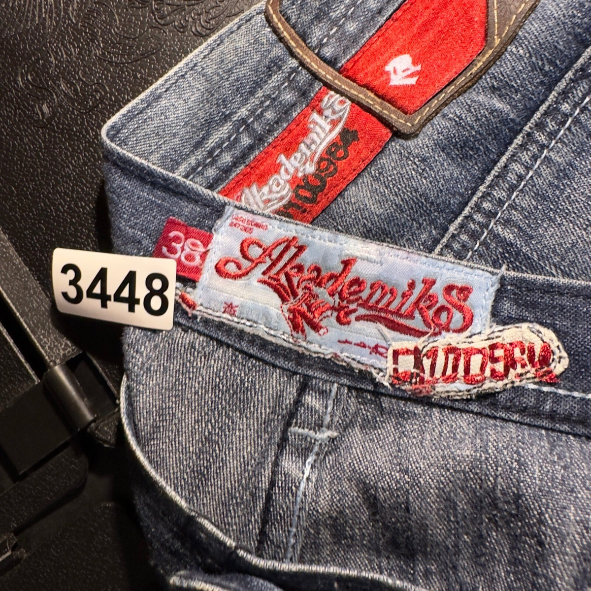 Vintage Akademiks Baggy Jeans Mens 38 Blue Y2K Hip Hop Embroidered Logo