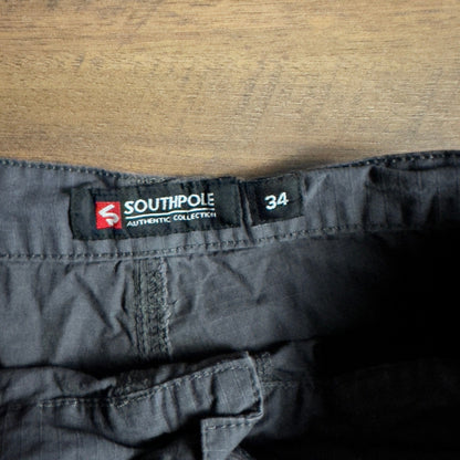 Y2K Southpole Cargo Shorts Mens 34 Charcoal Grey Baggy Skate