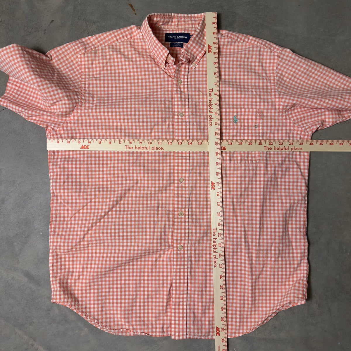 Ralph Lauren Golf Tilden Shirt Mens L Coral Gingham
