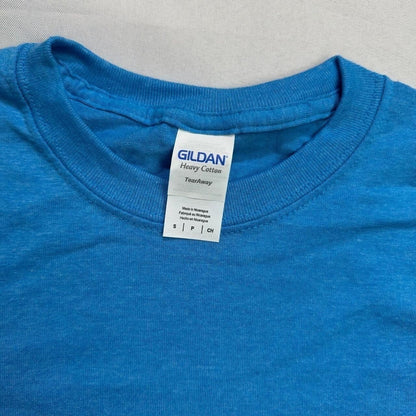 Gildan Men's T-Shirt Small Blue Heavy Cotton Crew Neck Short