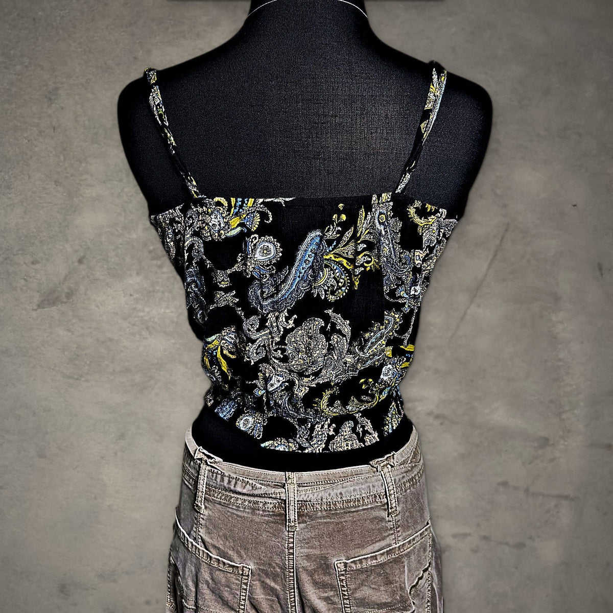 Daytrip Paisley Wrap Cami Crop Top Womens S Black Boho