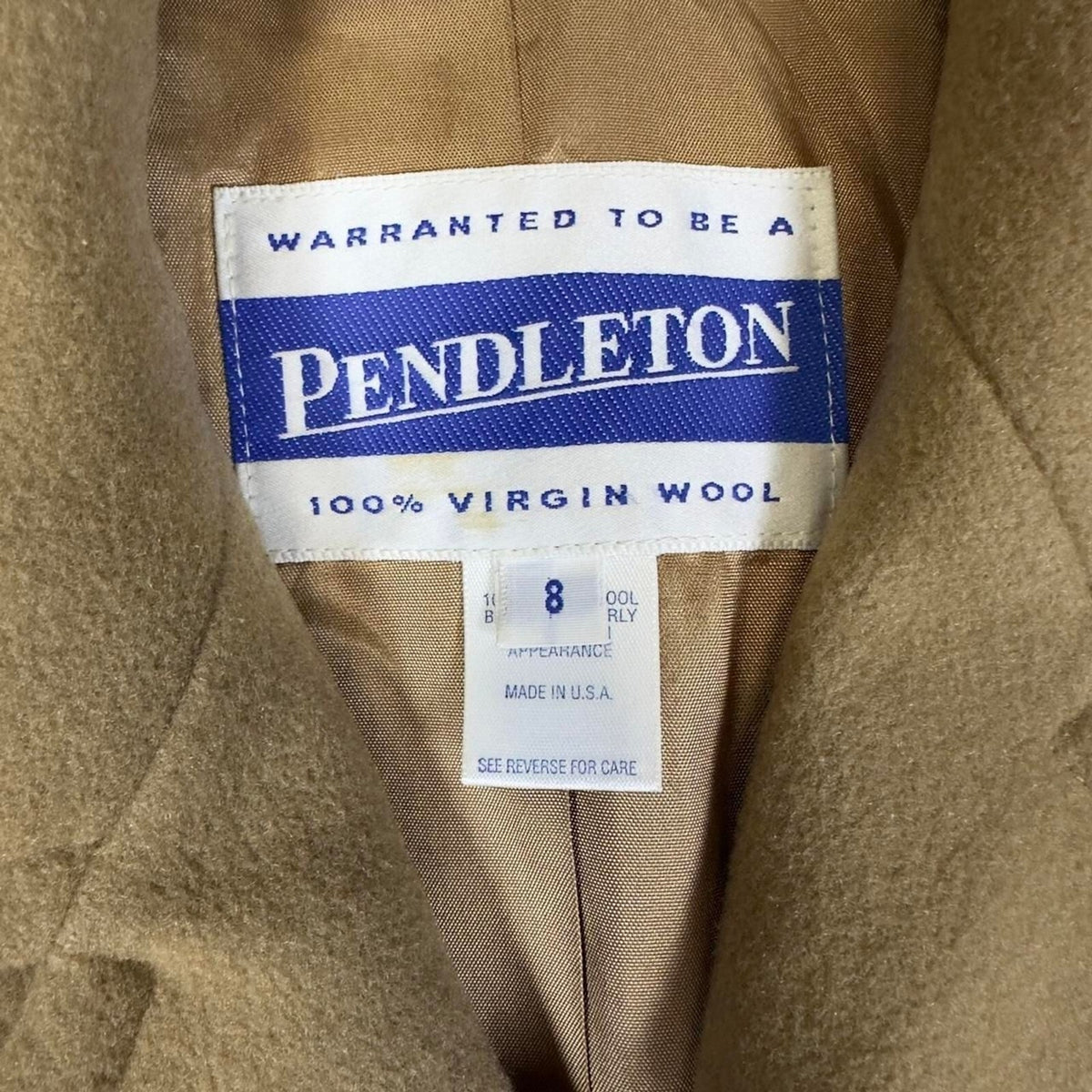 Pendleton Wool Peacoat Womens 8 Brown Virgin Wool Classic Coat