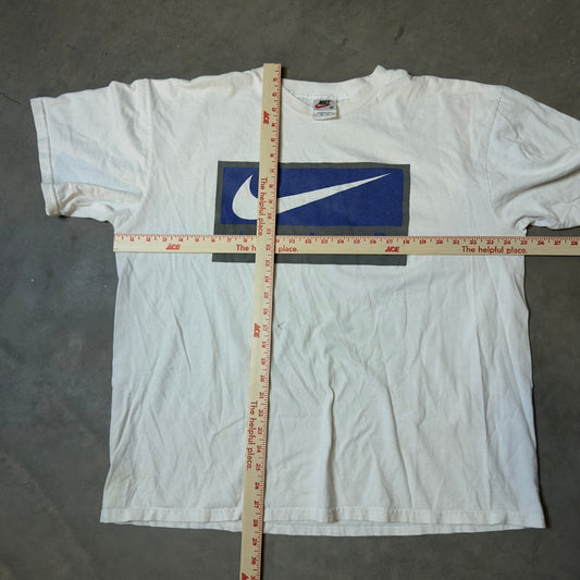 Vintage Nike Air Swoosh Box Logo Tee Mens XL White