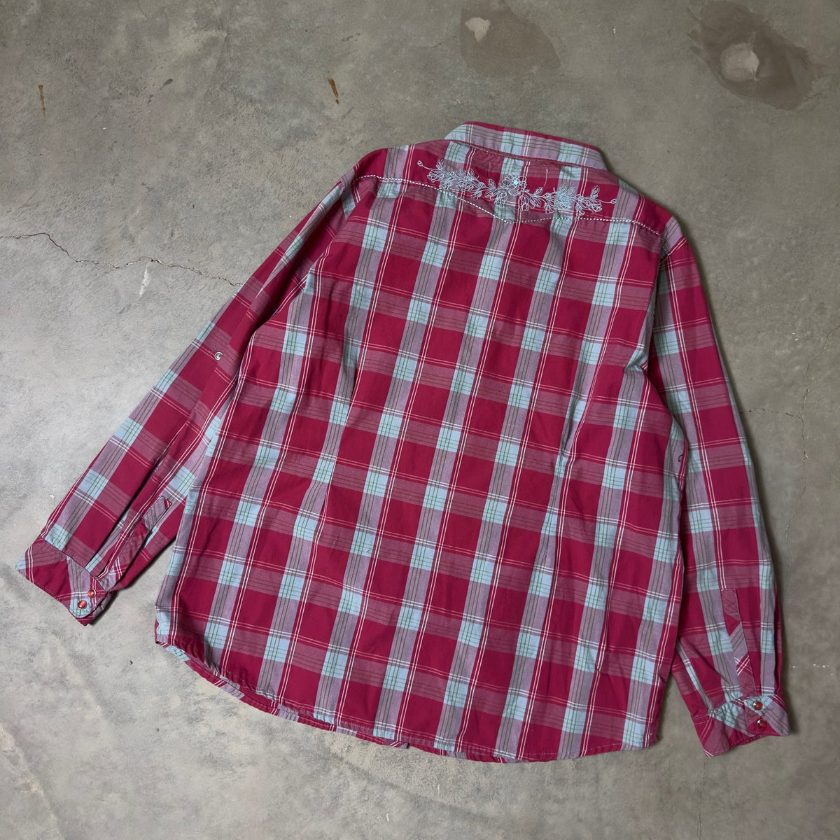 Bit & Bridle Western Pearl Snap Plaid Shirt Womens 1X Pink