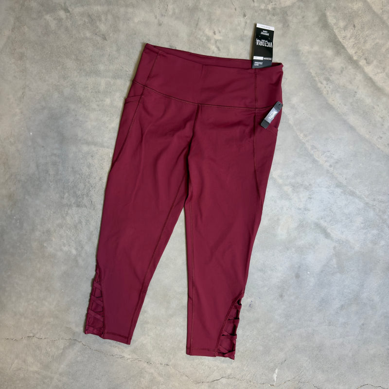 NWT Victoria Sport Knockout Capri Leggings Womens M Burgundy