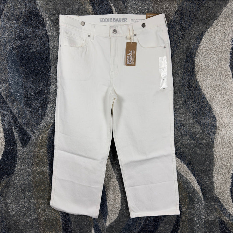 NEW Eddie Bauer Voyager High Rise Crop Jeans Womens 16 White