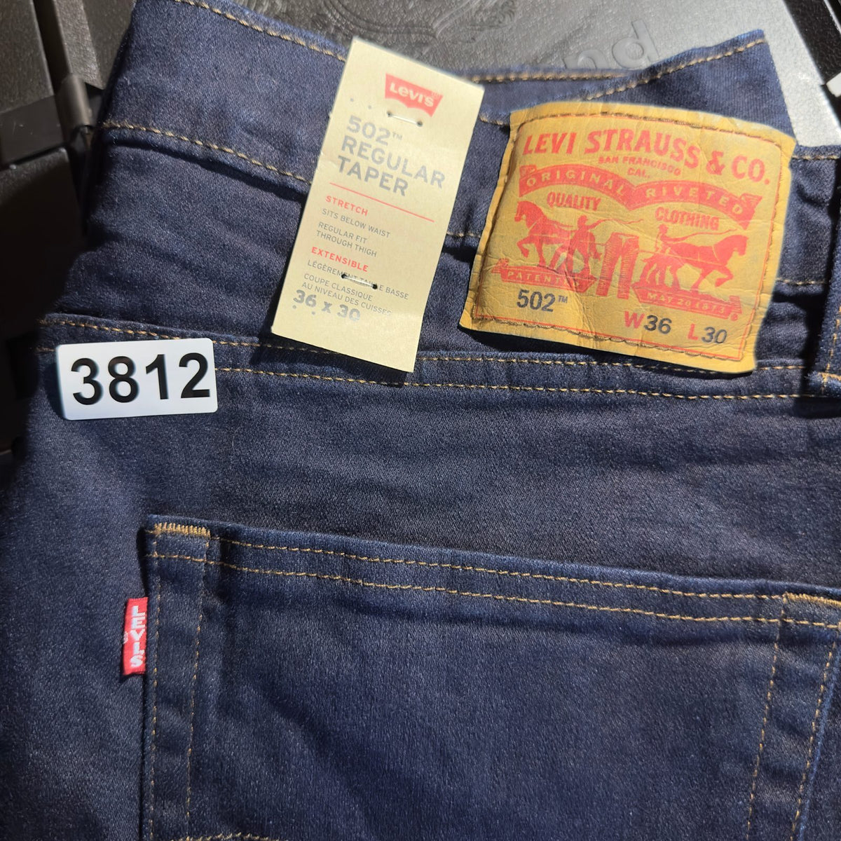 NWT Levi's 502 Taper Stretch Jeans Mens 36x30 Dark Indigo