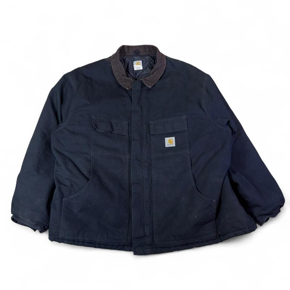 Vintage Carhartt Work Jacket Mens XL Black Canvas Paint St