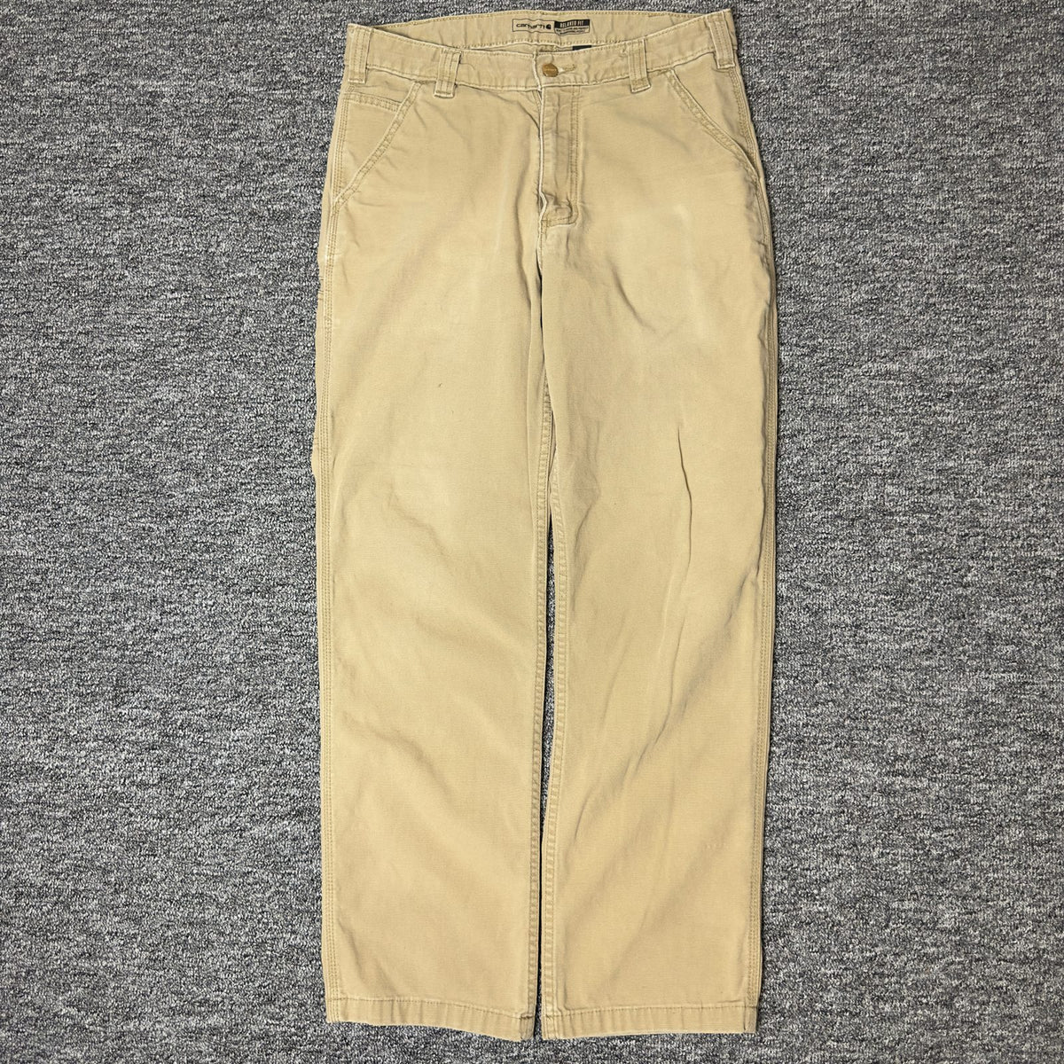 Carhartt Relaxed Fit Pants Mens 33x32 Khaki Baggy Workwear