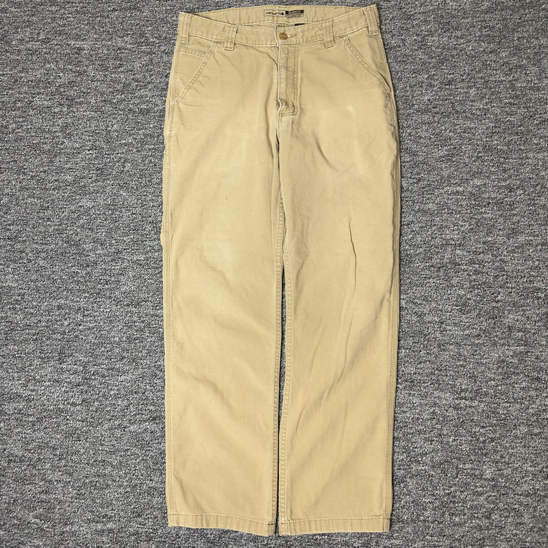 Carhartt Relaxed Fit Pants Mens 33x32 Khaki Baggy Workwear
