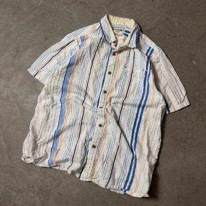 Vintage American Canvas Button Down Shirt Men Large White