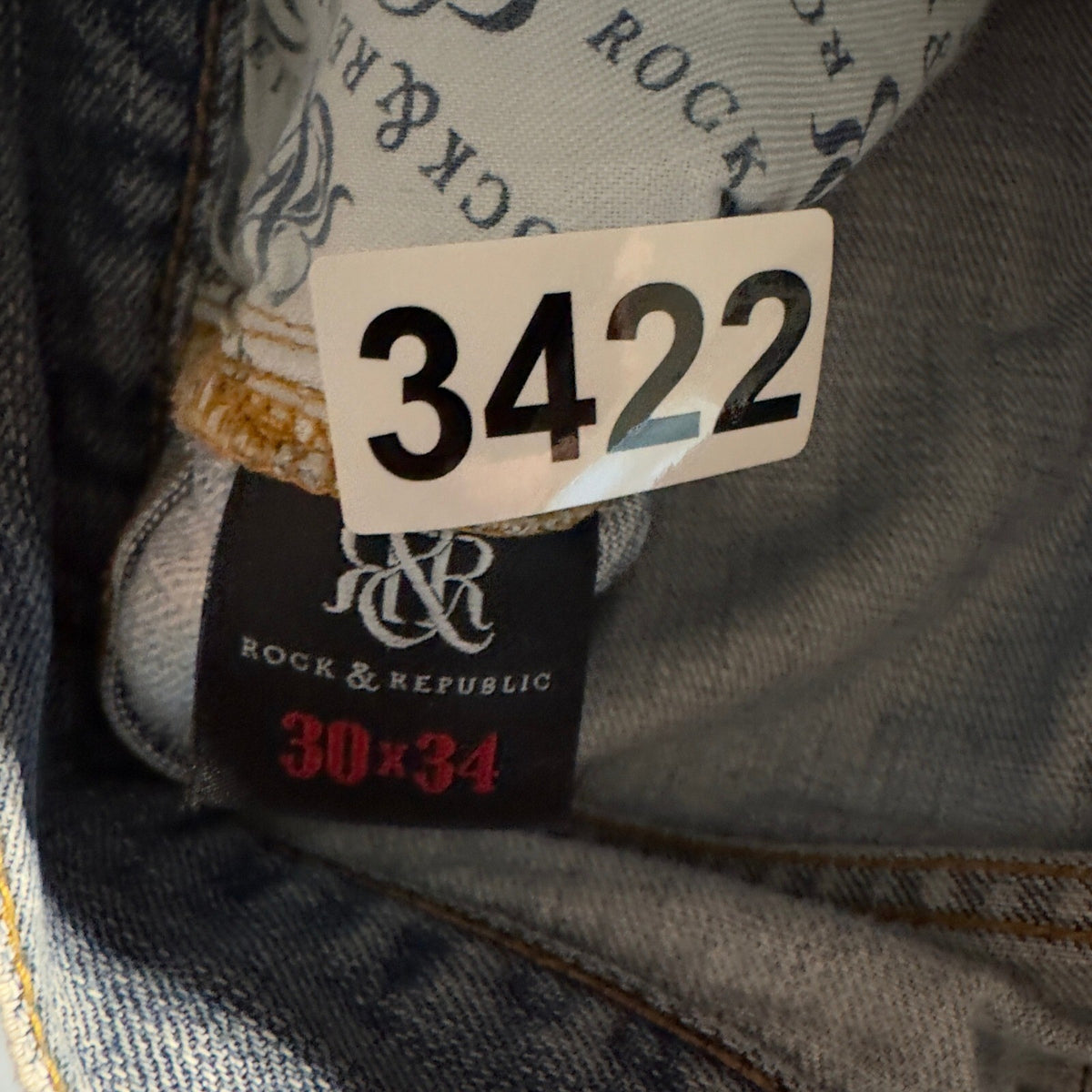 Y2K Rock & Republic Straight Leg Jeans Mens 30x34 Distressed Baggy Streetwear