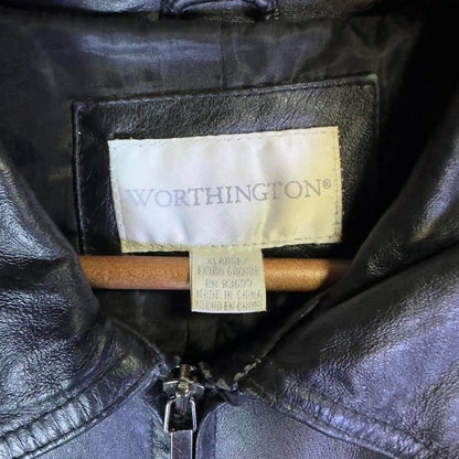 Worthington Leather Jacket Women's XL Black Zip Front