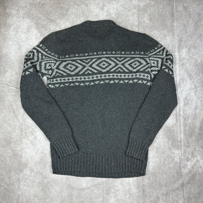 Eddie Bauer Fair Isle Sweater Mens M Gray Heritage Outdoor