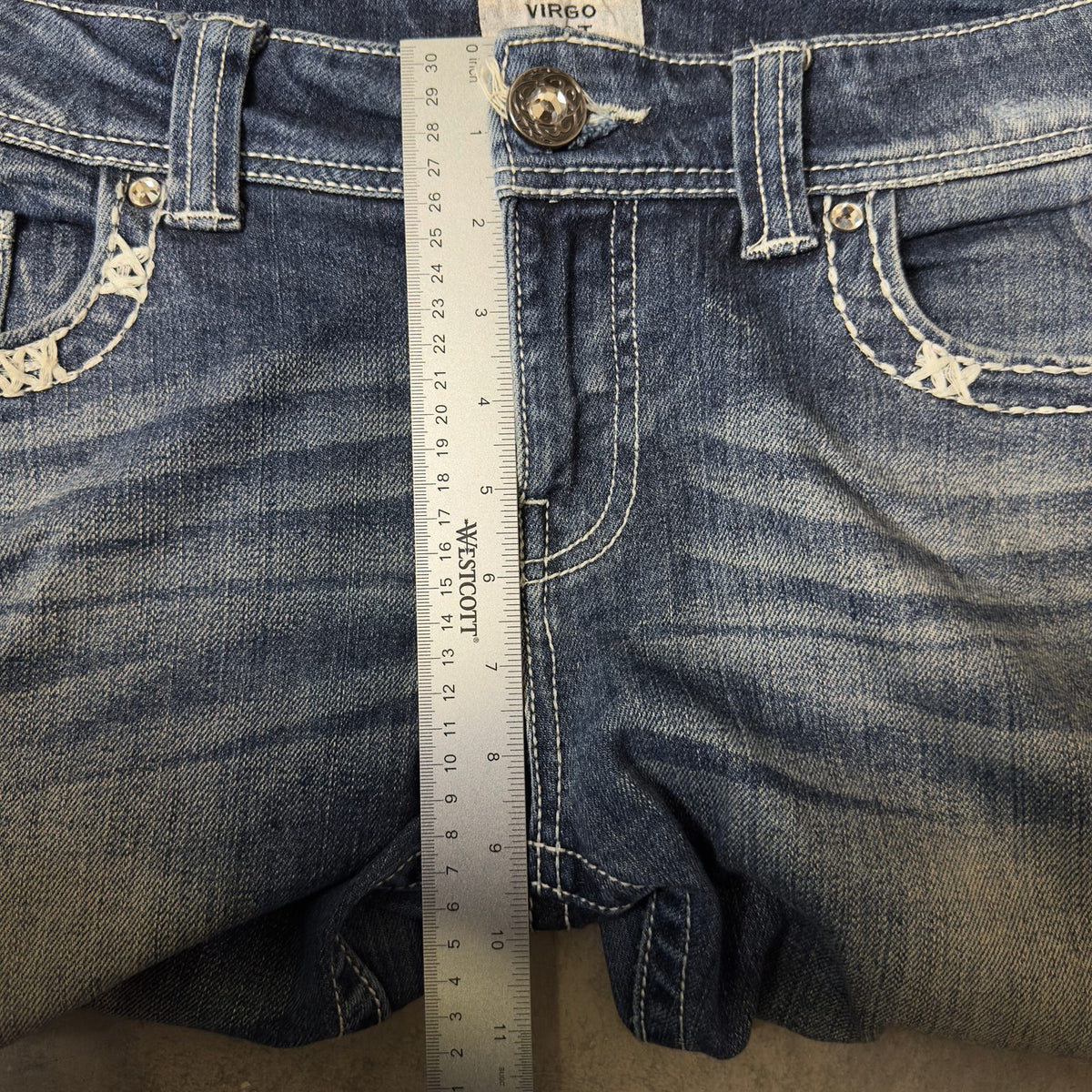 Daytrip Virgo Boot Jeans Womens 31R Dark Wash Bling Western
