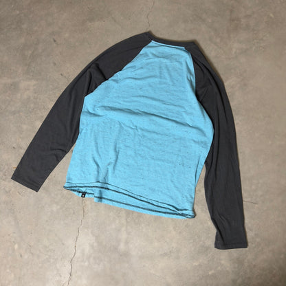 Hurley Raglan Long Sleeve Shirt Mens L Blue Grey Heathered