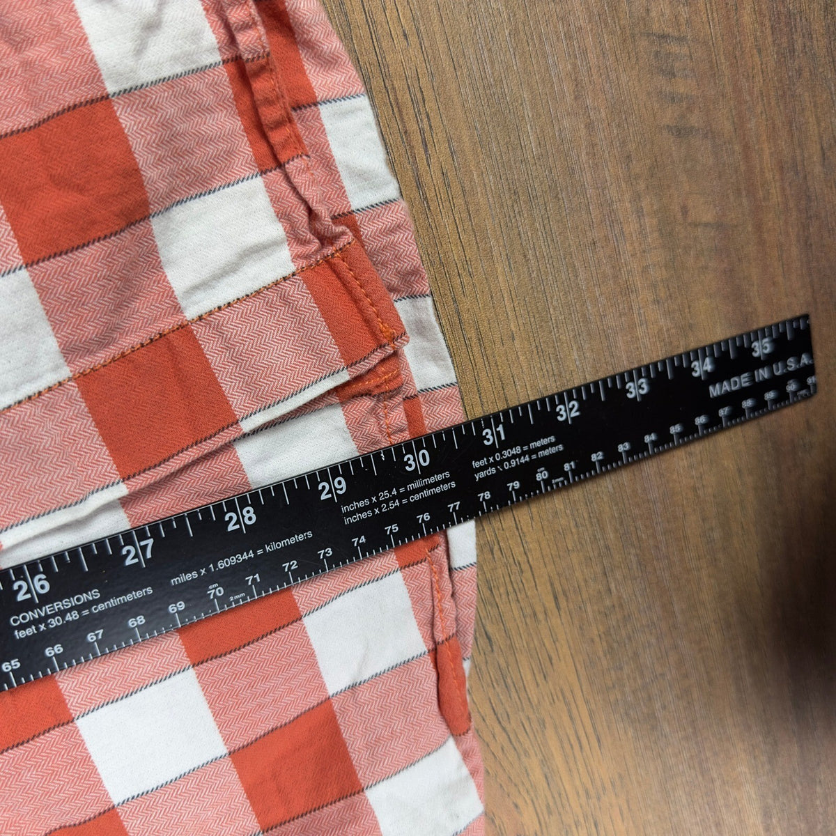 Eddie Bauer Mens Plaid Button Down Shirt Orange White XL