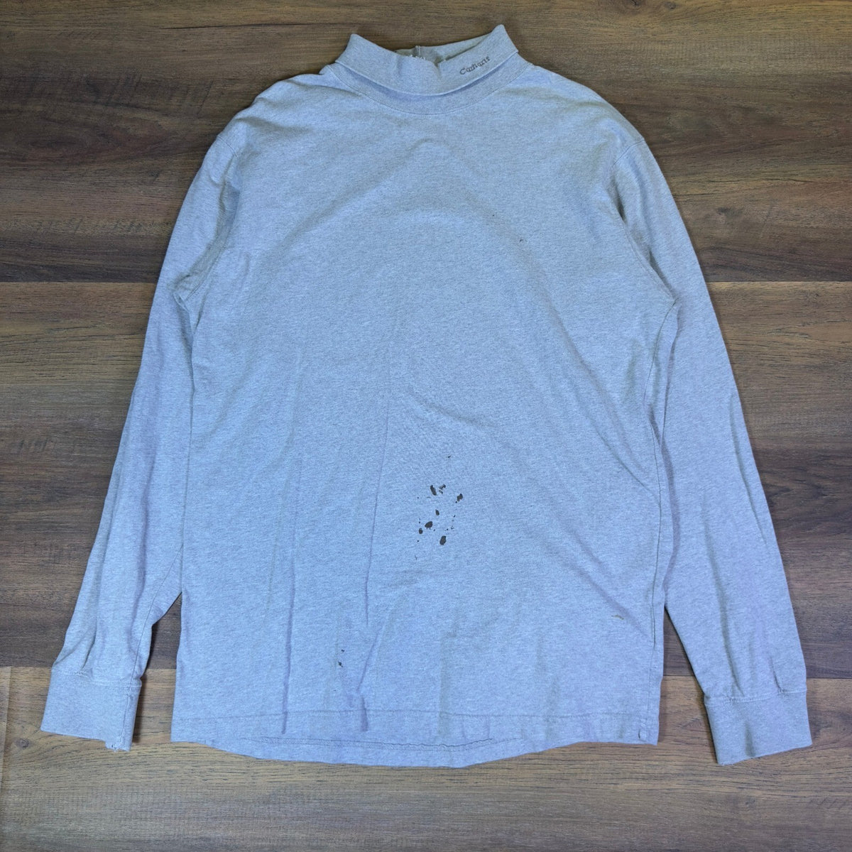 Carhartt Mens XL Tall Mock Neck Long Sleeve Shirt Heather Gray Distressed Cotton