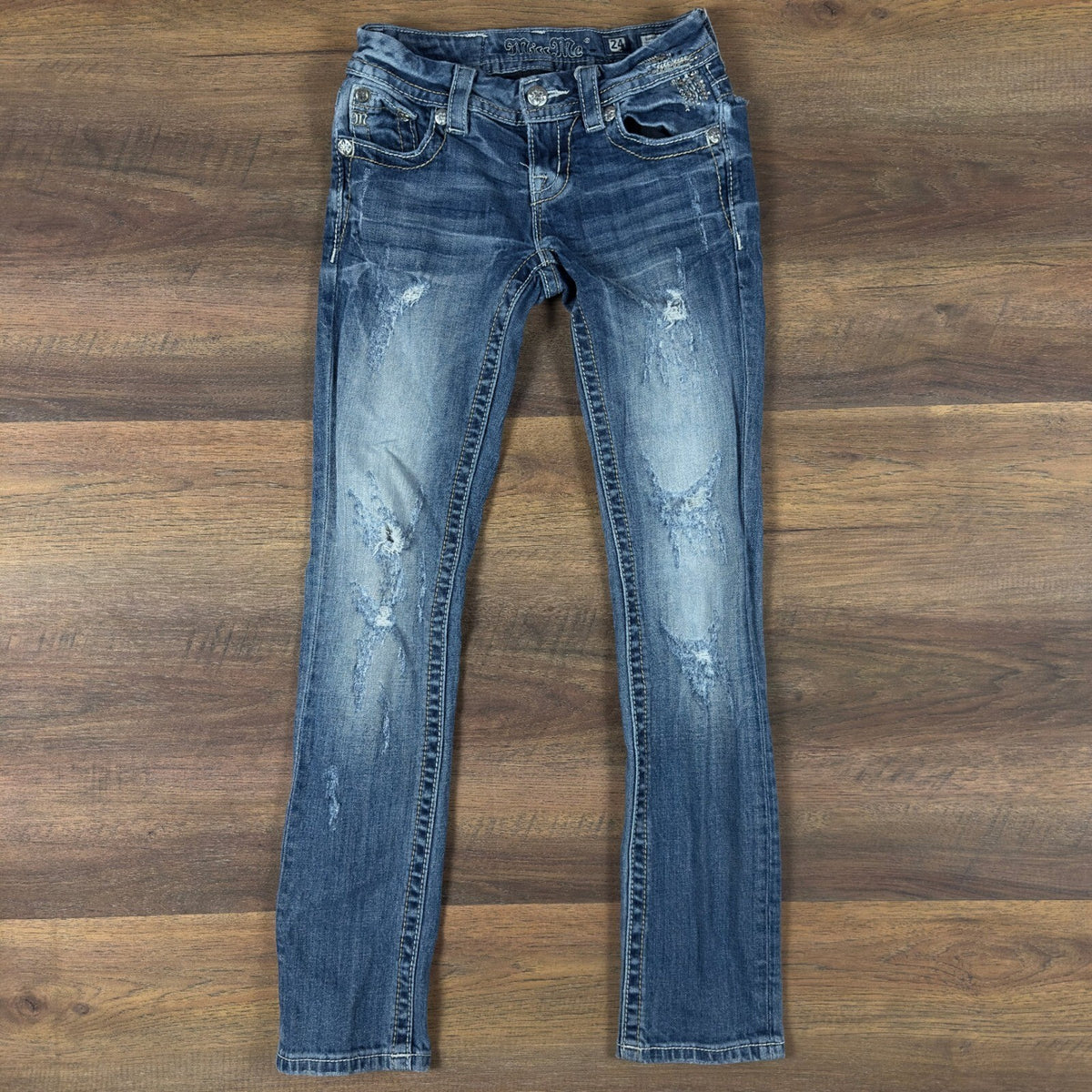 Y2K Miss Me Signature Straight Embellished Jeans Womens 24