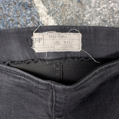 Free People High Rise Skinny Jeans Womens 25 Black Raw Hem