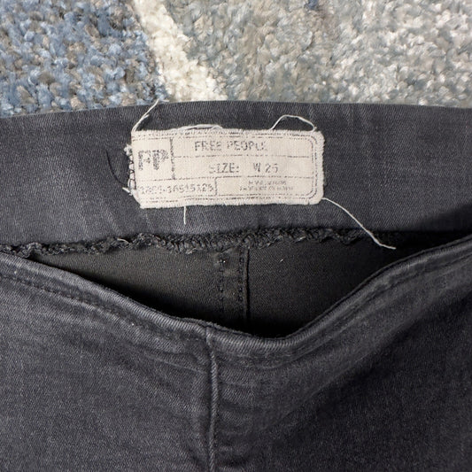 Free People High Rise Skinny Jeans Womens 25 Black Raw Hem