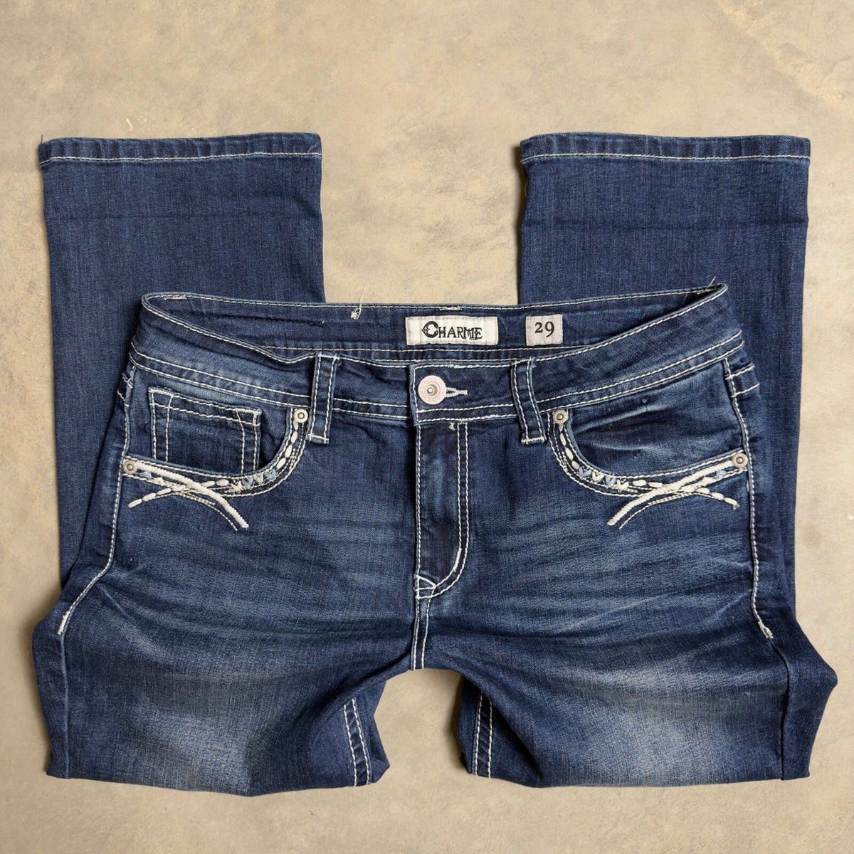 Charme Straight Leg Jean Women 29 Blue Western Embroidered