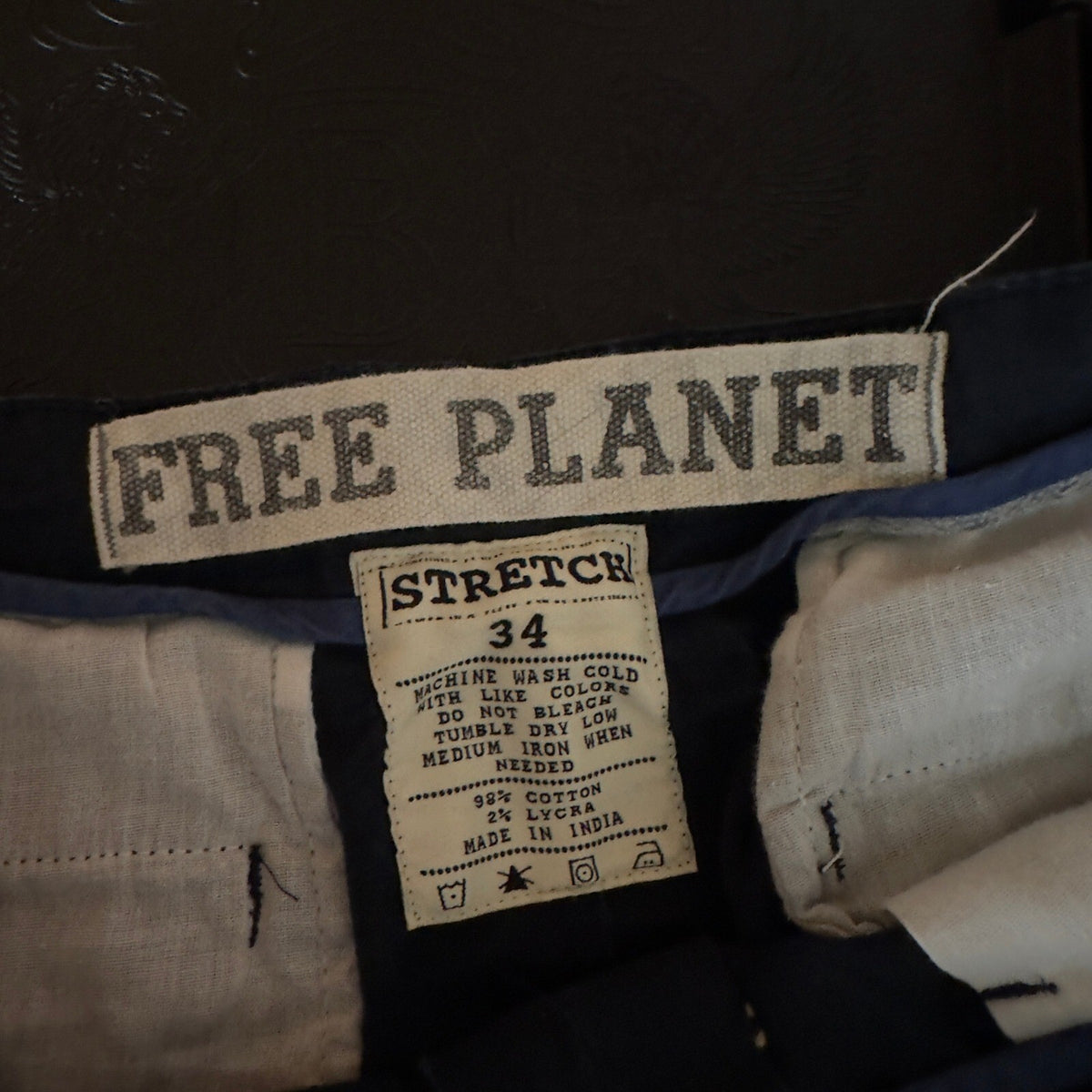 Free Planet Chino Shorts Mens 34 Navy Blue Cotton Stretch