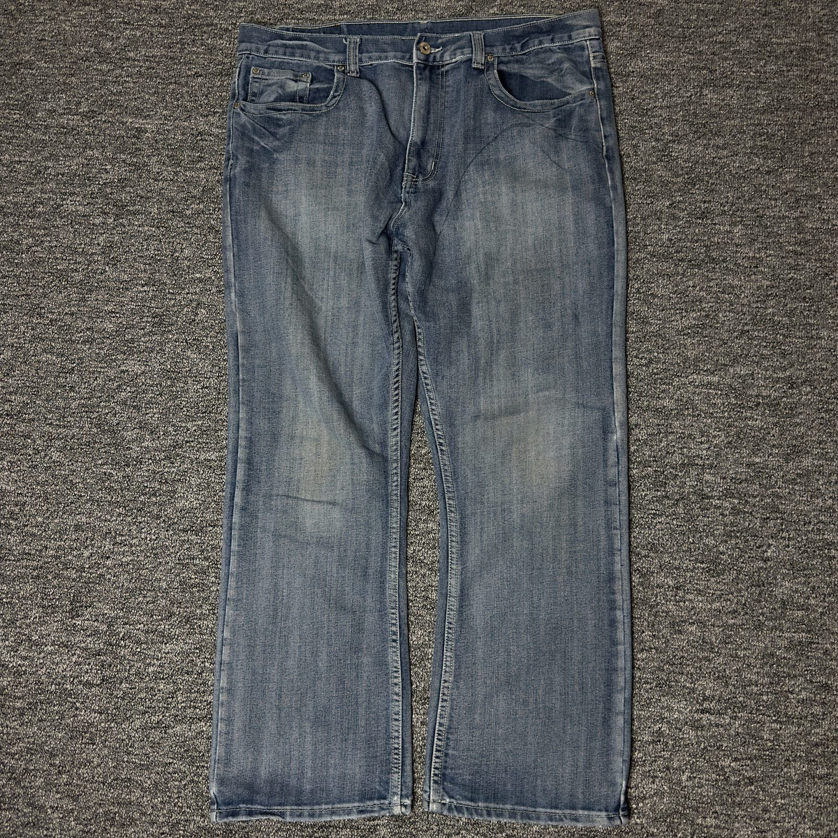 Mens Bootcut Jeans 38x30 Light Wash Western Flap Pocket Y2K