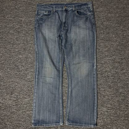 Mens Bootcut Jeans 38x30 Light Wash Western Flap Pocket Y2K